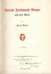 Conrad Ferdinand Meyer und sein Werk. 