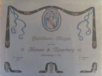 Jubiläumsmappe der Firma Hansen & Neuerburg, Kohlengrosshandlung, Strassburg i. Els. 29. September 1860 - 29. September 1910. 