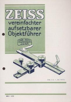 Zeiss vereinfachter aufsetzbarer Objektführer. Zeiss-Druckschrift Mikro 436. 