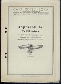 Doppelokular für Mikroskope zur gleichzeitigen Beobachtung an einem Mikroskop durch zwei Beobachter. Zeiss-Druckschrift Mikro 360. 