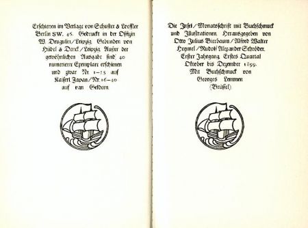 Die Insel. Monatsschrift mit Buchschmuck und Illustrationen. Hrsg. v. O. J. Bierbaum, A. W. Heymel u. R. A. Schröder. Jahrgang I - III in 12 Bänden. Nachdruck der Ausgabe 1899 - 1902. 