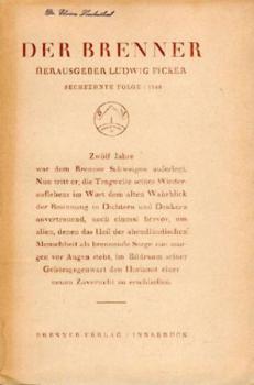 Der Brenner. Hrsg. v. Ludwig Ficker. 16. Folge. 
