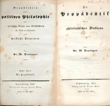 Grundlinien einer positiven Philosophie als vorläufiger Versuch einer Zurückführung aller Theile der Philosophie auf christliche Principien. Band 1 - 4, 6 u. 7/I, 2. Abt. (von 7) in 6 Bänden. 