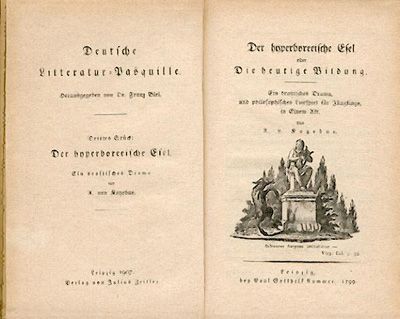 Der hyperboreeische Esel oder die heutige Bildung. Ein drastisches Drama und philosophisches Lustspiel für Jünglinge in einem Akt. 