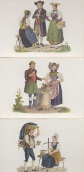 Alte Schweizer Trachten. Anciens Costumes Suisses. 17 Postkarten. 