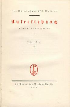 Auferstehung. Roman. Übers. v. W. H. Röhl. 3 Teile in 2 Bänden. 