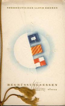 Norwegenfahrt des Deutschen Reichsbundes für Leibesübungen (D.R.L.) auf dem Schnelldampfer Columbus. 12 Speisekarten u. Auszug aus Schiffs-Tagebuch. 1.8. bis 8.8.1938. 