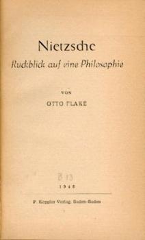 Nietzsche. Rückblick auf eine Philosophie. 