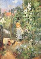 Kind zwischen Stockrosen. Child in the Hollyhocks. Enfant dans les roses tremieres. 1881. 