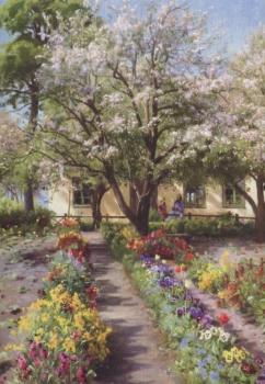 Blühender Garten im Frühling, 1930 