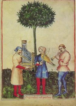 Drei Musikanten. Three Musicians. Trois musiciens, ca. 1380/1390 