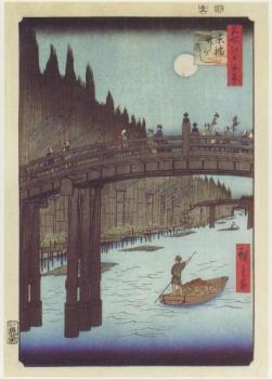Bambus am Ufer der Kyobashi-Brücke, 1857 