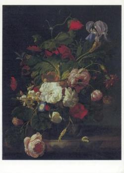 Stilleben mit Blumenstrauß in einer Glasvase, 1698 