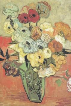 Rosen und Anemonen, Stilleben in japanischer Vase, 1890 