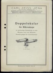 Doppelokular für Mikroskope zur gleichzeitigen Beobachtung an einem Mikroskop durch zwei Beobachter. Zeiss-Druckschrift Mikro 360. 